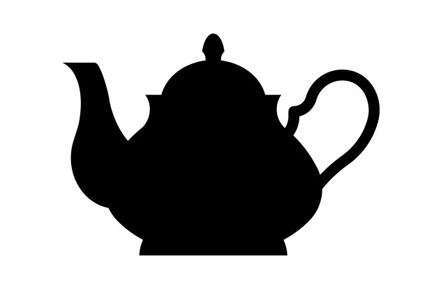 茶壶。黑色的轮廓。图片下载