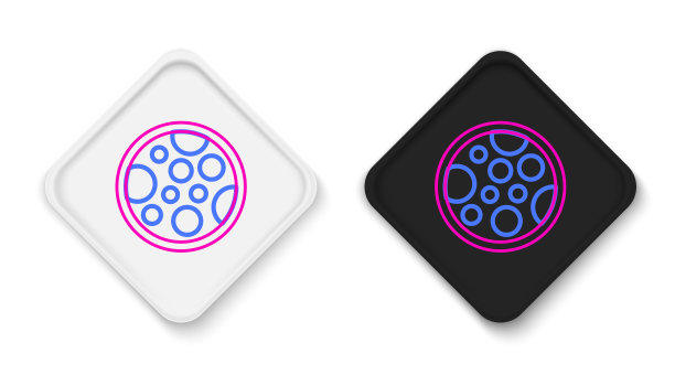 线披萨图标孤立的白色背景。快餐菜单。色彩缤纷的轮廓概念。向量图片下载