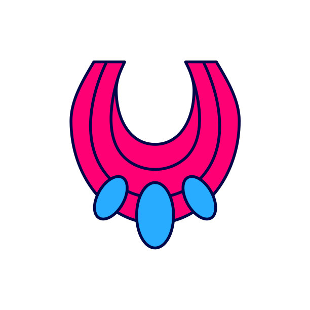 填充轮廓埃及项链图标孤立的白色背景。向量图片下载