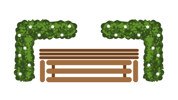 景观设计元素装饰孤立集。矢量平面卡通图形设计插图图片下载