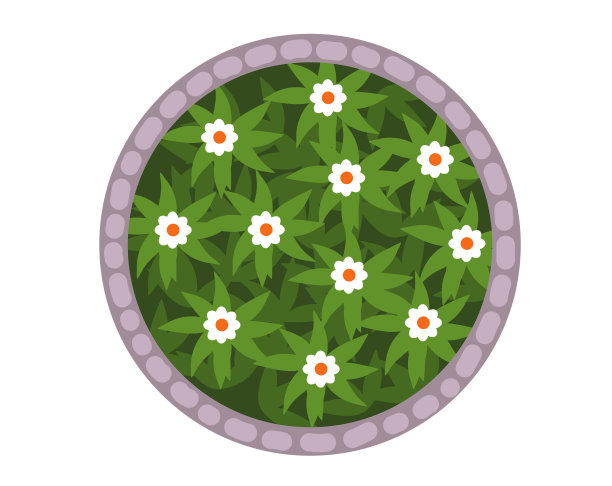 花园顶景花坛孤立概念。矢量平面图形设计插图图片下载