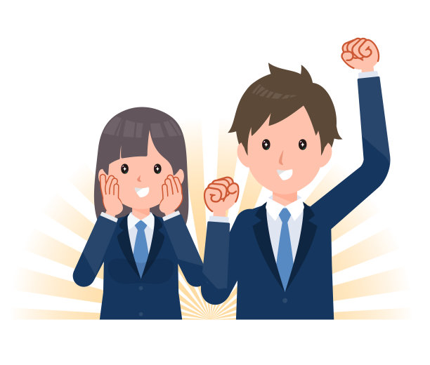 男女学生都穿着藏青色的运动上衣。情感，兴奋，喜悦。图片下载