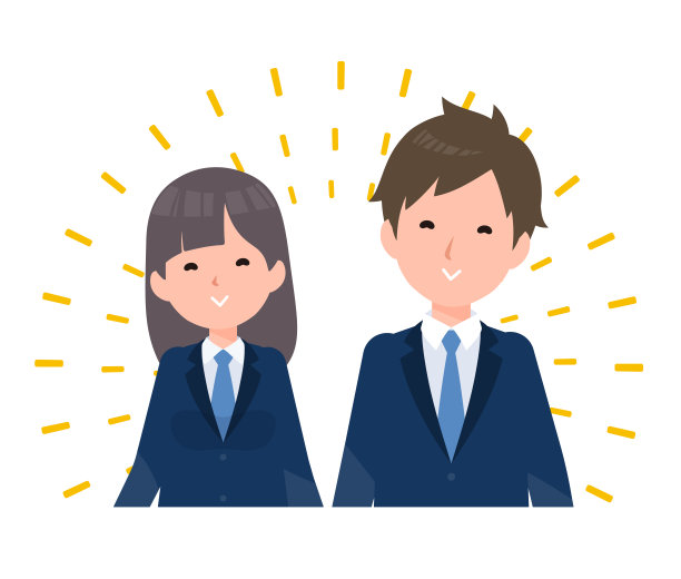 男女学生都穿着藏青色的运动上衣。安详而幸福的微笑。图片下载