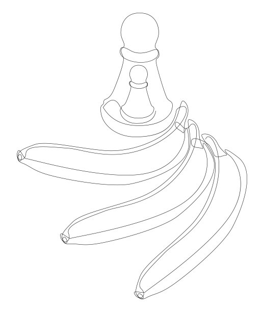 一条连续的线，棋子香蕉。细线插图矢量概念。轮廓画创意。图片下载