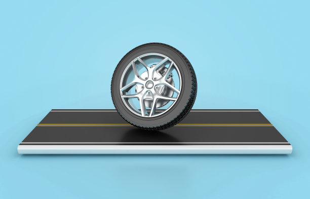带道路的3D车轮图片下载