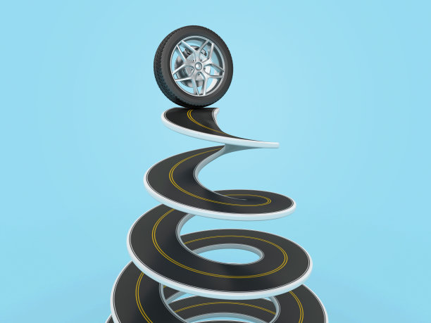 三维车轮与螺旋路图片下载