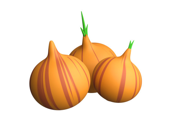 3 d洋葱。有机农场新鲜蔬菜插图。三维渲染图片下载