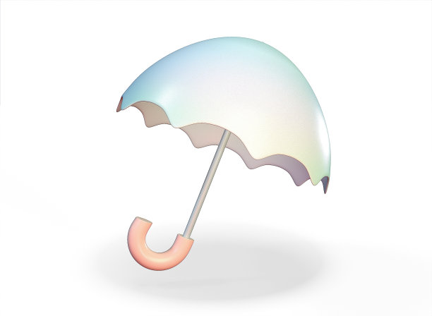 卡通伞图标在一个白色的背景3d渲染。图片下载