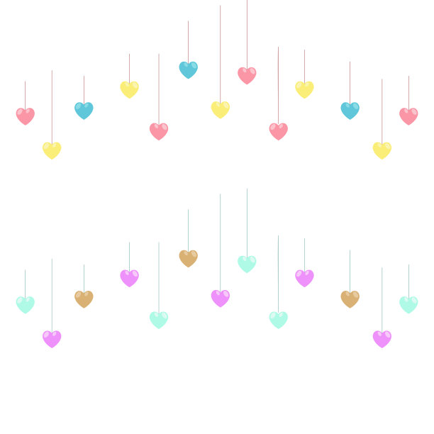 矢量挂爱心彩色在白色的背景图片下载