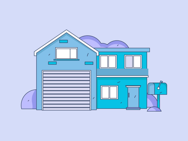 房屋建筑矢量概念操作手绘插图图片下载