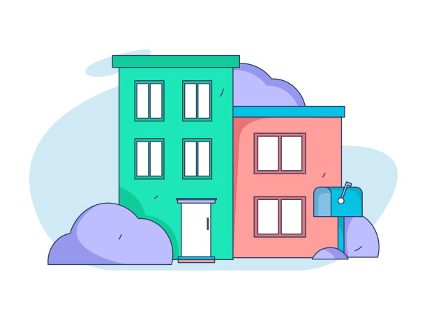 房屋建筑矢量概念操作手绘插图图片下载