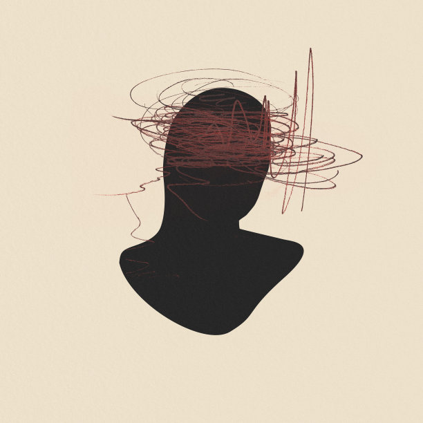 抽象的人脸轮廓与混乱的线条图片下载