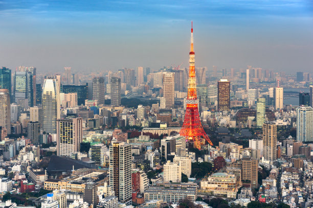 东京市景和东京塔。图片下载