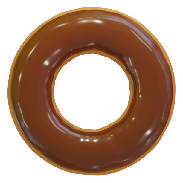 3d渲染的巧克力甜甜圈在俯视图。图片下载