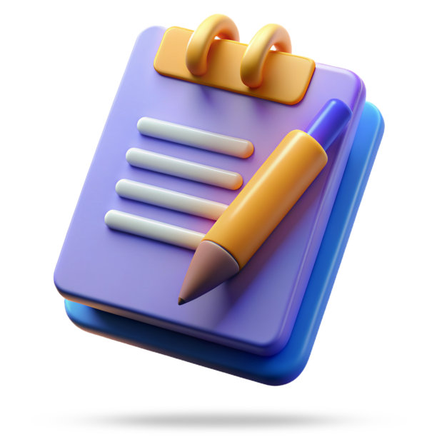 在白色背景上突出显示一支笔的紫色记事本图标的3d渲染插图。概念-待办事项列表，组织者，时间管理，截止日期图片下载