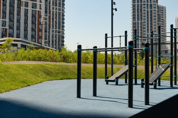 夏季城市里的现代运动场。图片下载