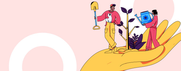 平面字符矢量概念操作手绘插图植树节植树在春天图片下载