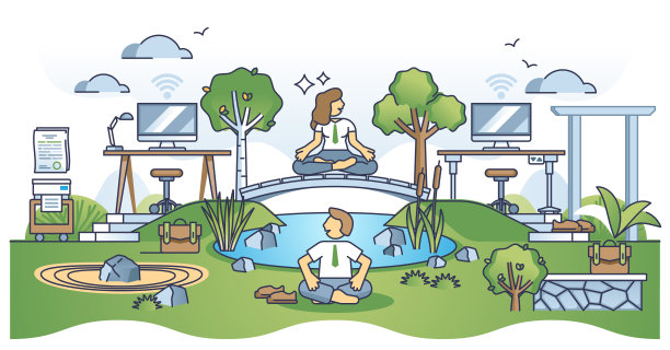 心理健康、健康工作场所和绿色办公室概述概念图片下载