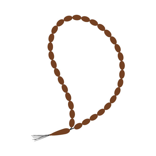 一条系着珠子的棕色绳子图片下载