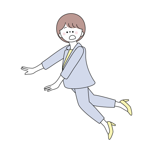 一个穿西装的女人即将跌倒的插图图片下载