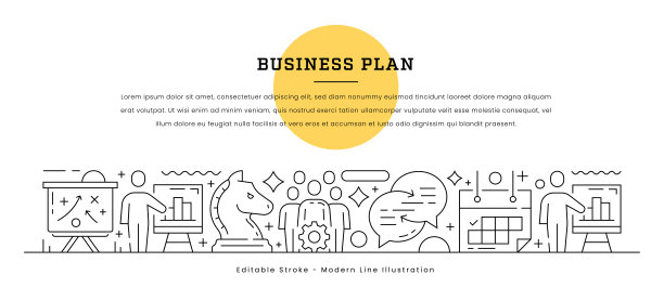 商业计划概念的现代线条插图图片下载