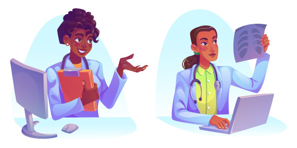 医院桌上的女医生拿着电脑图片下载