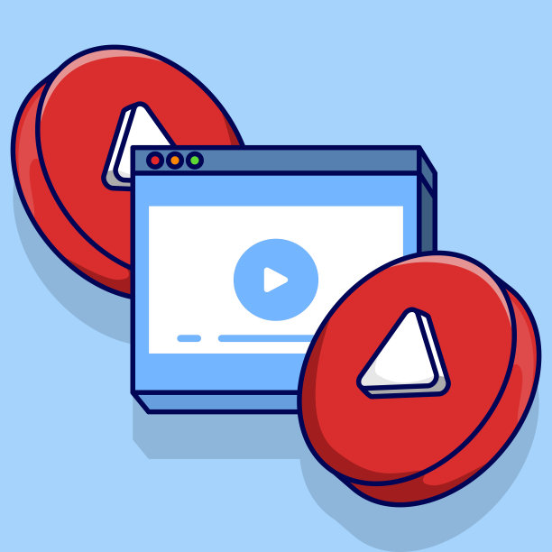 视频多媒体播放器概念，播放图标符号设计模板，红色圆形播放按钮，视频播放器模板。开始音频播放。在线玩设计模板。网络。矢量插图。图片下载