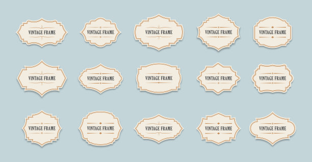 一套旧的华丽的标签，装饰复古的框架和复古的徽章。图片下载