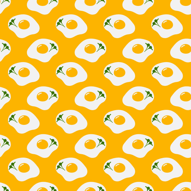 煎蛋配蔬菜烹饪无缝图案。全国鸡蛋日问候背景概念图片下载