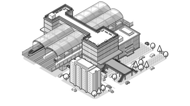 从上面看到的一个三维站点的矢量插图图片下载