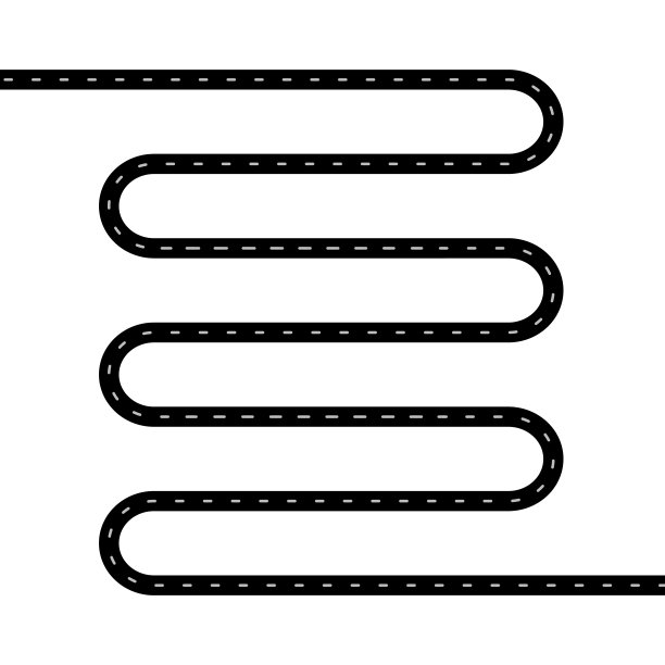 矢量平坦部分道路波浪平坦设置黑色部分道路波浪在白色背景上图片下载