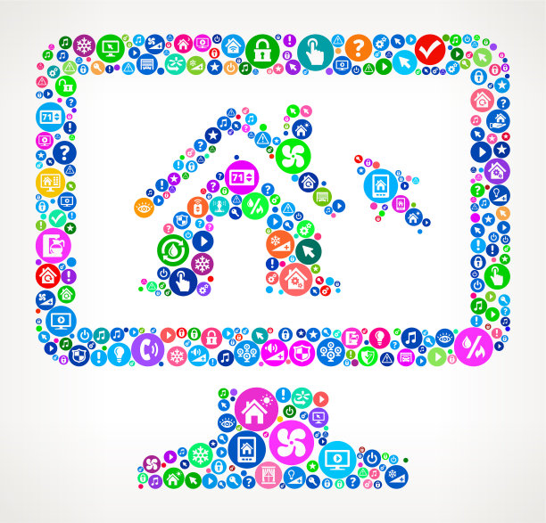 房子在桌面家庭自动化技术图标模式图片下载