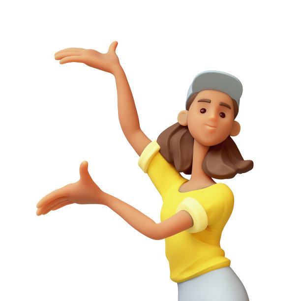 3d渲染女孩在手掌上显示了空白的复制空间。图片下载