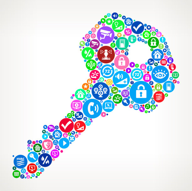 房子钥匙家庭自动化技术图标模式图片下载