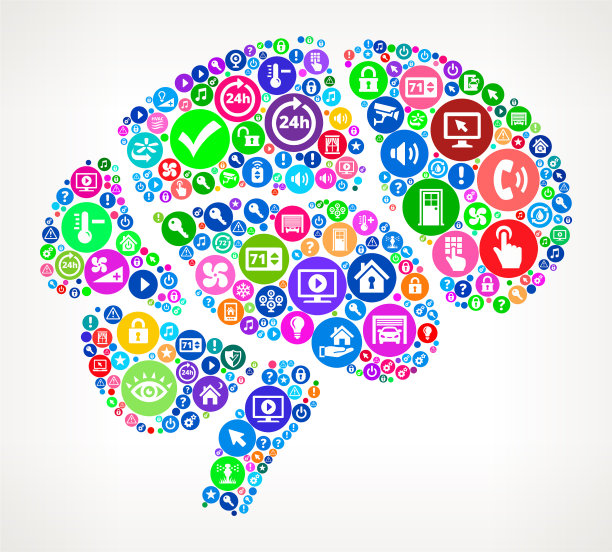 大脑家庭自动化技术图标模式图片下载