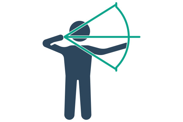 射箭图标。一个人在射箭。图标相关的运动，健身房。坚实的图标风格。元素的说明。图片下载