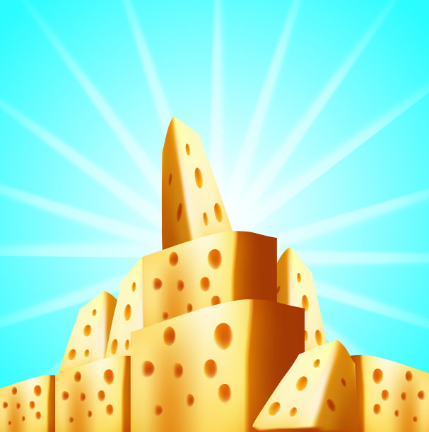 插图组逼真的奶酪，帕尔马干酪图片下载