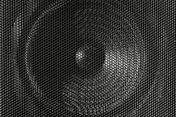 高保真低音扬声器后面的格栅盖图片下载