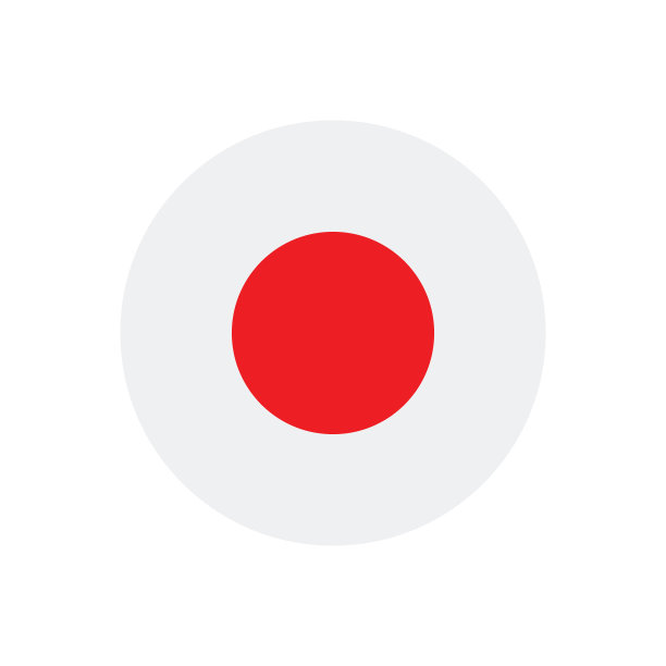 日本国旗。圆形图标标志。标准颜色。按钮标志图标。数码插图。电脑插图。矢量插图。图片下载