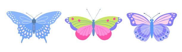 一套不同形状和颜色的蝴蝶在平面风格。图片下载