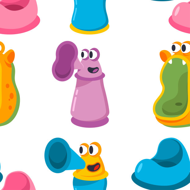 婴儿无障碍厕所矢量卡通无缝图案。图片下载