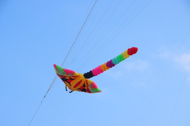 在越南湄公河三角洲，五彩缤纷的风筝在夏日蔚蓝的天空中飞翔。童年的快乐时光。图片下载