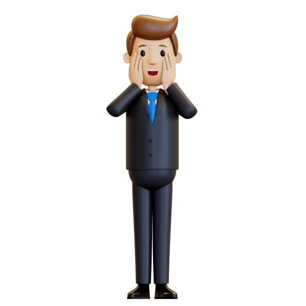 3 d的人。西装革履的商人。办公室职员很惊讶。图片下载