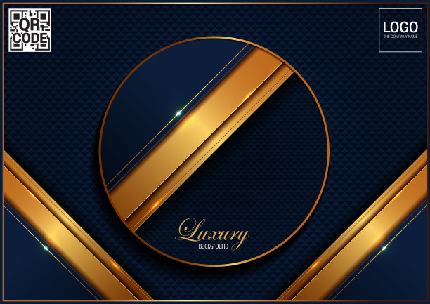 圆形抽象黄金在藏青色背景37图片下载