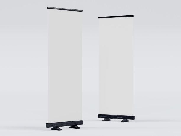 空标牌展台设计模板。广告，海报，广告牌或代表促销产品概念的模型展示。三维渲染图片下载