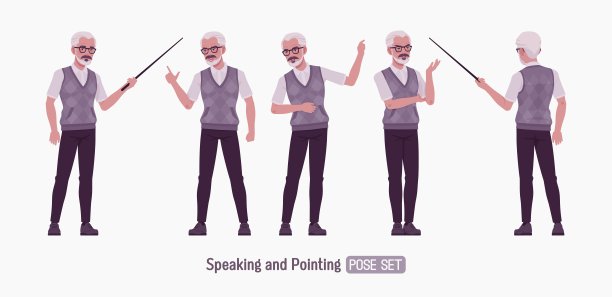 退休的活跃老人摆好了站姿图片下载