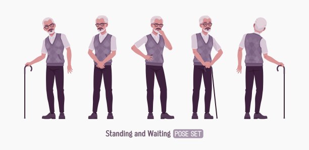 退休的活跃老人摆好了站立姿势图片下载