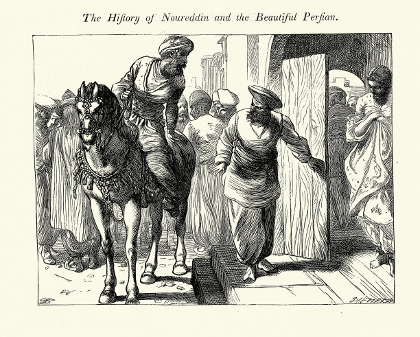 努尔丁和美丽的波斯人，一千零一夜，一千零一夜，中东民间故事，达尔齐尔兄弟图片下载