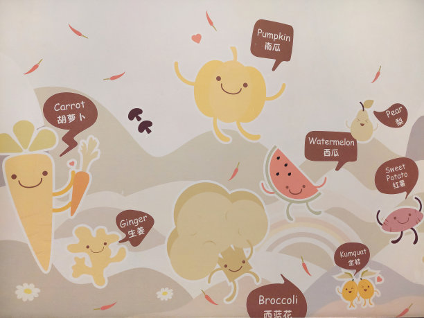 泗水，2023年9月3日-蔬菜及各自名称的中英文插图，适合儿童游乐场或教室观看和学习。图片下载