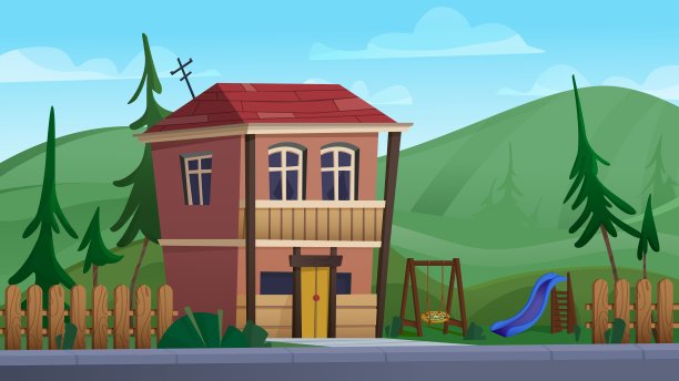 山村街道上有小房子图片下载